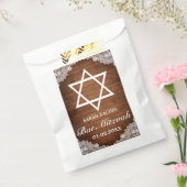 Rustic Wood & White Lace Bar Bat Mitzvah Bedankzakje (Gezegeld)