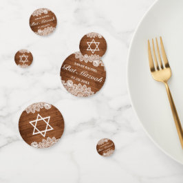 Rustic Wood & White Lace Bar Bat Mitzvah Confetti