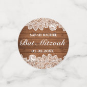 Rustic Wood & White Lace Bar Bat Mitzvah Confetti (Kleine voorkant)
