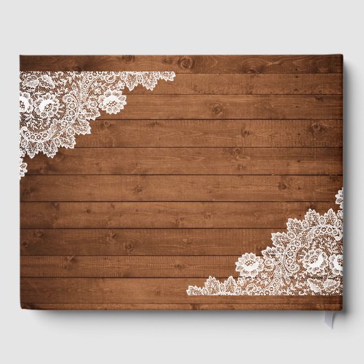 Rustic Wood & White Lace Bar Bat Mitzvah Gastenboek (Achterkant)
