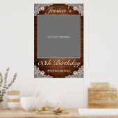 Rustic Wood & White Lace Birthday Photo Prop Poster (Keuken)