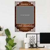 Rustic Wood & White Lace Birthday Photo Prop Poster (Thuiskantoor)