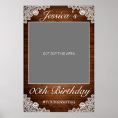 Rustic Wood & White Lace Birthday Photo Prop Poster (Voorkant)