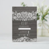 Rustic Wood White Lace Farmhouse Barn Wedding RSVP (Staand voorkant)
