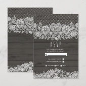 Rustic Wood White Lace Farmhouse Barn Wedding RSVP (Voorkant / Achterkant)
