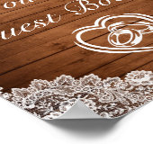 Rustic Wood & White Lace Guest Book Wedding Sign Poster (Hoek)