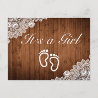 Rustic Wood & White Lace Het is een meisje