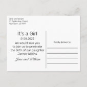 Rustic Wood & White Lace Het is een meisje Aankondigingskaart (Achterkant)