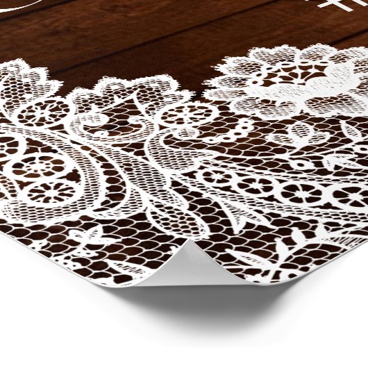 Rustic Wood & White Lace Jubileum Foto Prop Poster (Hoek)