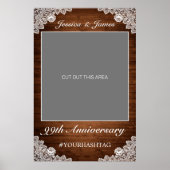 Rustic Wood & White Lace Jubileum Foto Prop Poster (Voorkant)