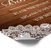 Rustic Wood & White Lace Mimosa Bar Wedding Sign Poster (Hoek)