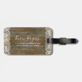 Rustic Wood & White  Lace Monogram Bagagelabel (Achterkant horizontaal)