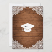 Rustic Wood & White Lace Photo Afstuderen Kaart (Achterkant)