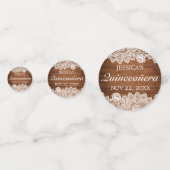 Rustic Wood & White Lace Quinceañera Confetti (Achterkanten)