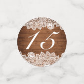 Rustic Wood & White Lace Quinceañera Confetti (Kleine voorkant)