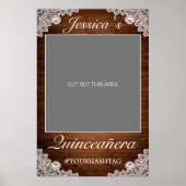 Rustic Wood & White Lace Quinceañera Photo Prop Poster (Voorkant)