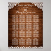 Rustic Wood & White Lace Seating Chart 16 Tables Poster (Voorkant)