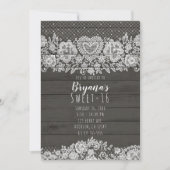 Rustic Wood & White Lace Sweet 16 Birthday Kaart (Voorkant)
