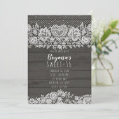 Rustic Wood & White Lace Sweet 16 Birthday Kaart (Staand voorkant)