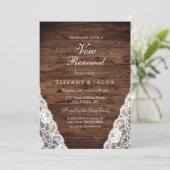 Rustic Wood White Lace Vow Renewal Invite Kaart (Staand voorkant)