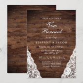 Rustic Wood White Lace Vow Renewal Invite Kaart (Voorkant / Achterkant)