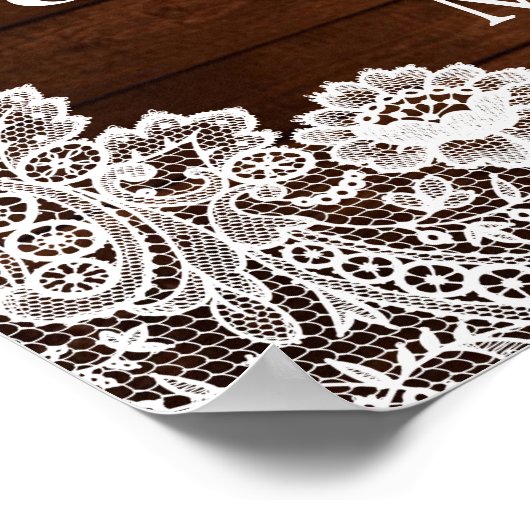 Rustic Wood & White Lace Vrijgezellenfeest Foto Pr Poster (Hoek)