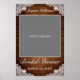 Rustic Wood & White Lace Vrijgezellenfeest Foto Pr Poster