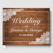 Rustic Wood & White Lace Wedding Gastenboek (Voorkant)