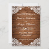 Rustic Wood & White Lace Wedding Jubileum Kaart (Voorkant)