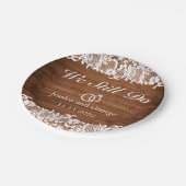Rustic Wood & White Lace Wedding Jubileum Papieren Bordje (Gekanteld)