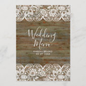 Rustic Wood White Lace Wedding Menu (Achterkant)