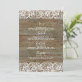 Rustic Wood White Lace Wedding Menu (Staand voorkant)