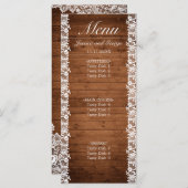 Rustic Wood & White Lace Wedding Menu (Voorkant / Achterkant)