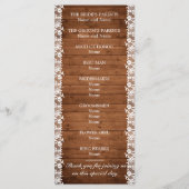 Rustic Wood & White Lace Wedding Programmakaart (Achterkant)