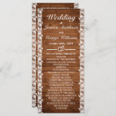 Rustic Wood & White Lace Wedding Programmakaart (Voorkant / Achterkant)