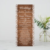 Rustic Wood & White Lace Wedding Programmakaart (Staand voorkant)