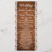 Rustic Wood & White Lace Wedding Programmakaart (Voorkant)