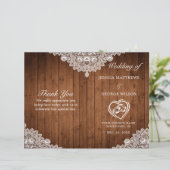 Rustic Wood & White Lace Wedding Programme (Staand voorkant)