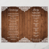 Rustic Wood & White Lace Wedding Programme (Achterkant)