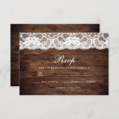 Rustic Wood  White Lace Wedding RSVP (Voorkant / Achterkant)