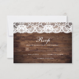 Rustic Wood White Lace Wedding RSVP