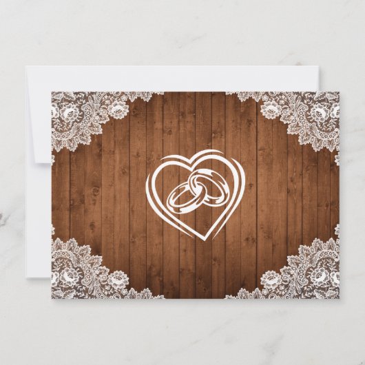 Rustic Wood & White Lace Wedding Save The Date (Achterkant)