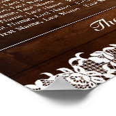 Rustic Wood & White Lace Wedding Seating Chart Poster (Hoek)