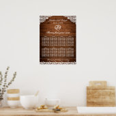 Rustic Wood & White Lace Wedding Seating Chart Poster (Keuken)