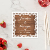 Rustic Wood & White Lace Wedding Servet (Insitu)