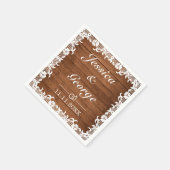 Rustic Wood & White Lace Wedding Servet (Hoek)