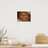 Rustic Wood & White Lace Wedding Sign Poster (Keuken)