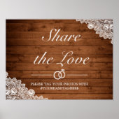 Rustic Wood & White Lace Wedding Sign Poster (Voorkant)