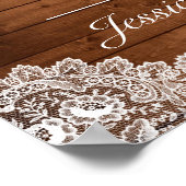 Rustic Wood & White Lace Wedding Welcome Sign Poster (Hoek)