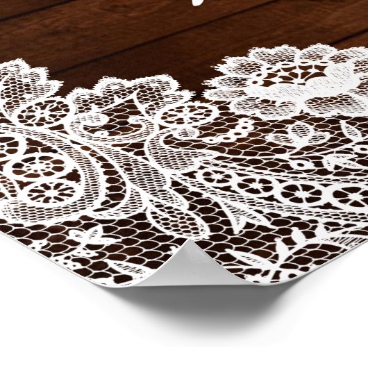 Rustic Wood & White Lace Weddings Photo Prop Poster (Hoek)